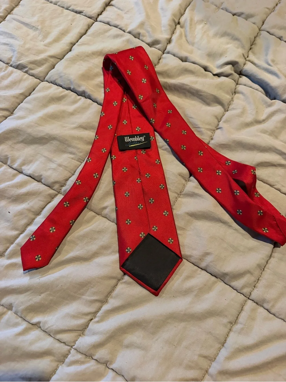 Wembley Red Tie with Small Geometric Motif